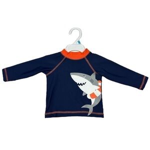 Little Me Shark Rashguard Swim Shirt Size 12 Months